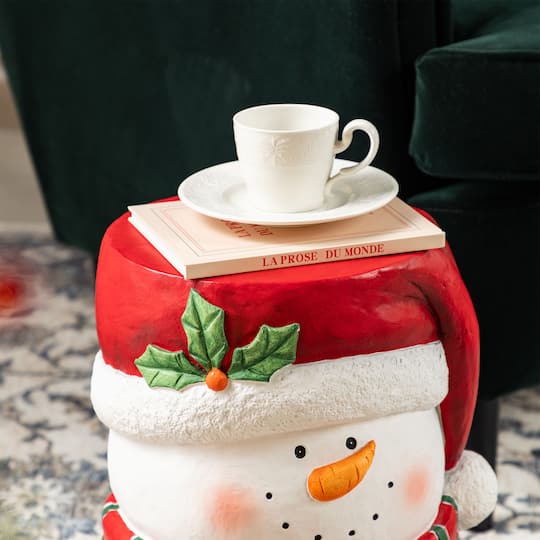 Glitzhome® 14.25"H Christmas MGO Snowman Stool or Accent Table